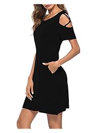 Blusa para mujer con cuello redondo, túnica suelta, estilo casual, hombros descubiertos