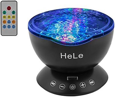HeLe Remote control Ocean Wave Projector Night Light Lamp, Multicolor Relaxing Soothing Sleep Night Lights With Music Player in Bedroom Living Room for Kids Baby Children Nursery Adults (Black)