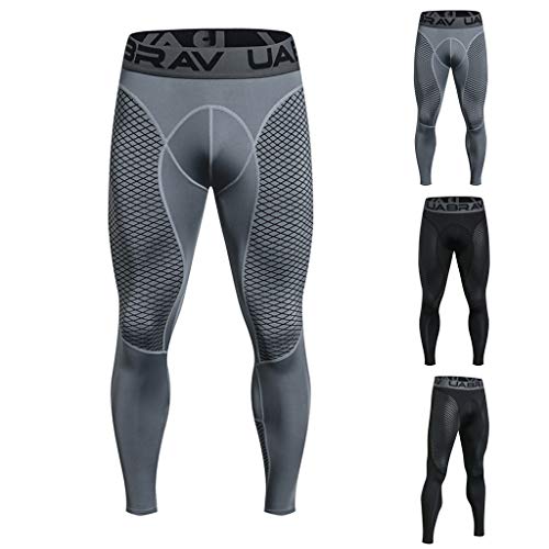 Men's Athletic Running Pants Workout Training Pants Outdoor Elastic Tight Bottom Leggings Sports Gym Yoga Trousers Gray - Thumbnail 2