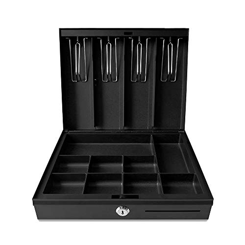 Small Cash Box with Money Tray and Lock, Money Safe, Metal, 11.8L x 9.6W x 3.6H inch, BCB300B - Beelta