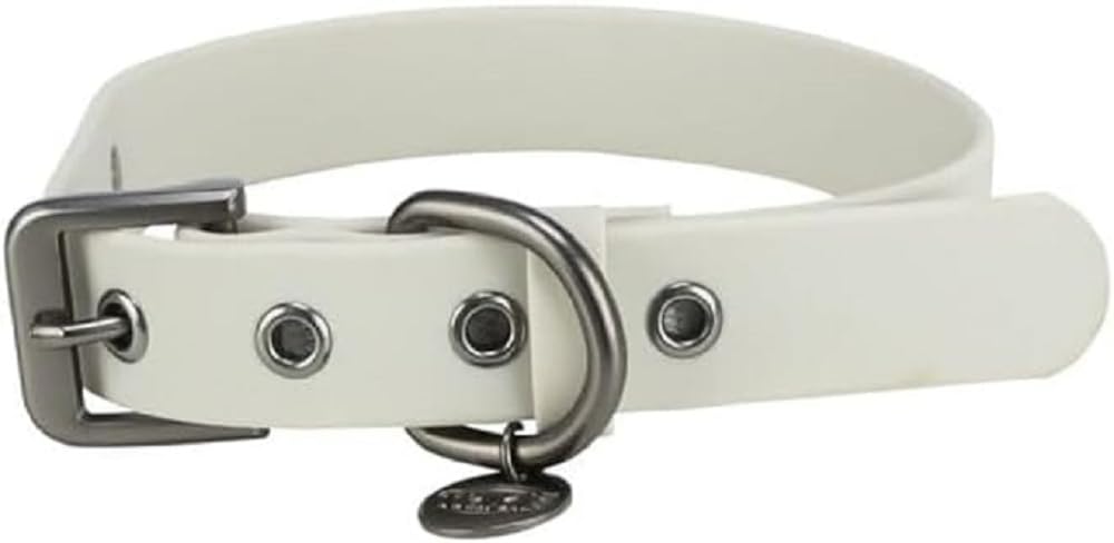 TRIXIE dog collar CityStyle S-M: neck circumference 11.8–14.6 inches / 0.79 inches light grey PVC collar for small to medium-sized dogs, adjustable, water-repellent & wipeable, 1971416