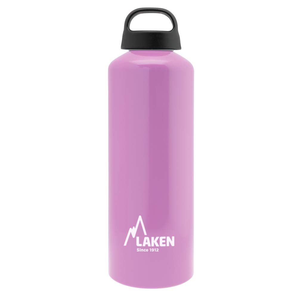 LAKEN Classic Aluminium Water Bottle with Screw Cap and Wide Mouth, 1L Pink