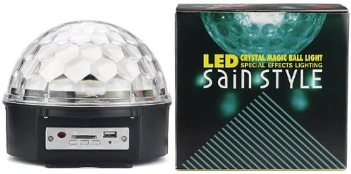 SainStyle 2013 Latest SRL-204 RGB Tempo Voice Sound Activated LED Crystal Magic Ball DJ Stage Lighting with Remote Control & USB Disk for Home Party, Disco, Ballroom, KTV, Bar, Stage, Club