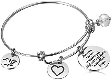 Alxeani Teacher Appreciation Gifts for Women Stainless Steel Teacher Bangle Bracelet for Teacher Appreciation/Thank You/Retirement/Year End Gift