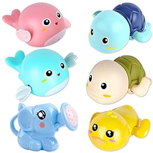 FAYOGOO Bath Toys, 6 Pack Baby Bath Toys for Toddlers 1-3, Floating Wind-up Toys Swimming Pool Games Water Play Set Xmas…
