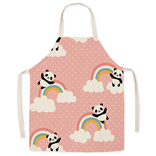 Eyands Panda Child Apron for Cooking Baking - Cute Pattern Linen Kitchen Apron for Kids, Cooking Painting Gardening Apron — image 1