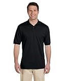 Jerzees mens 5.6 oz. 50/50 Jersey Polo with SpotShield(437)-BLACK-XL