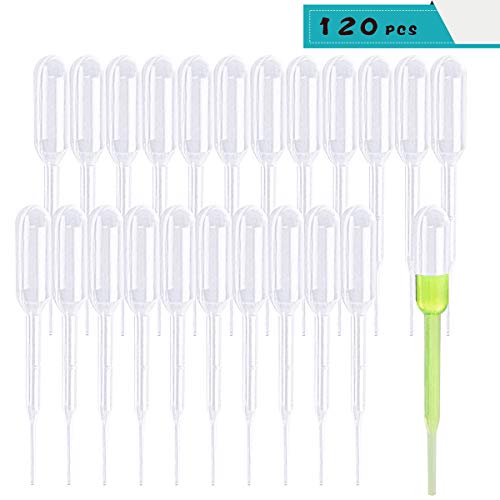 DLOnline 120 Pcs 0.2ML Disposable Plastic Eye Dropper Set Transfer Graduated Pipettes, Plastic Essential Oils Graduated Transfer Pipettes Makeup Tool