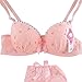 ETOSELL Women's Embroidered Flowers Bra and Panty Set Cotton Chiffon Push-up Gather Brassiere Orange