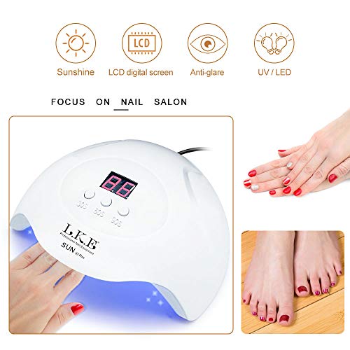 USB UV Led Nai Lamp,LKE Nail Art Equipment 36W Nail Dryer USB Curing Lamp for Gel Nails Toe Nails DIY Nail Art Accessories(Not include adapter)