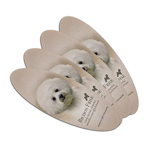 Bichon Frise Dog Breed Double-Sided Oval Nail File Emery Board Set 4 Pack