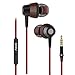 Earphones With Microphone E626 Premium Earbuds Stereo Headphones Volume Control and Noise Isolating, Made for iPhone, iPod, iPad, Samsung Galaxy, LG, HTC and Many more Red Black