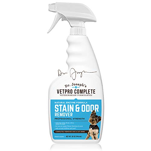 VetPro Complete Professional Strength Stain & Odor Remover - Enzyme Powered Pet Odor & Stain Eliminator for Dog and Cats Urine, Feces, Vomit, and Drool, 32 oz.