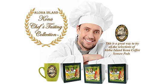 Senseo Pods From Our Chefs Tasting Collection of Kona Hawaiian Coffee Pods, Chocolate Almond Flavor, 12 Pods, Reusable Pod Adapter is Available for Eco-Friendly K-cup Brewing Systems