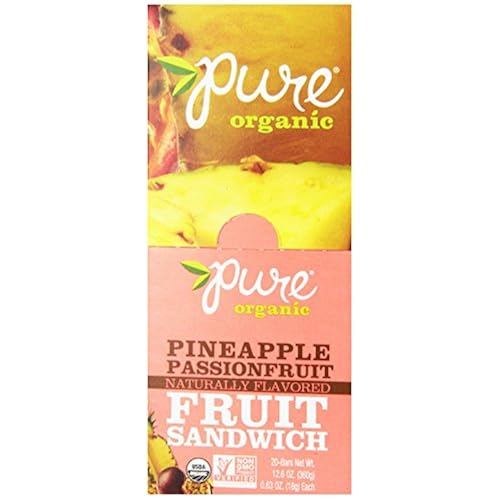Pure Organic Pineapple Passionfruit Layered Fruit Bar, Certified Organic, Gluten-Free, Non-GMO, Vegan, Kosher, Peanut Free, No Artificial Ingredients, Fruit Snack, 0.63 ounce (Pack of 20) Health & Household, Sports Nutrition, Nutrition Bars, Food Bars