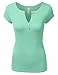 JJ Perfection Women's Basic Short Sleeve Henley T-Shirt