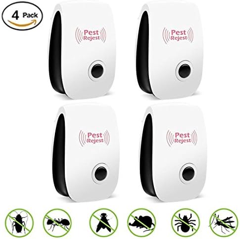Ultrasonic Pest Repellent Control,Electronic Plug In Repeller indoor for Insects- Mosquitoes, Mice, Spiders, Ants, Rats, Roaches, Bugs, Non-toxic Eco-Friendly, Human &amp; Pet Safe(4 PACKS)