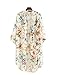 Akery Women's Floral Chiffon Kimono Cardigan Blouse Beach Cover up,Large,White