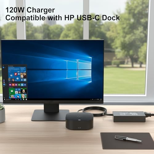 120W Charger Compatible with HP USB-C Dock G5 USB-C/A Universal Dockingstation G2 5TW13AA G5 5TW10UT 5TW10AA 5TW10AA#ABB 5TW10UT#ABA Envy 15 17 Series Omen 15-5000 15-5100 15-5200 7 10415 -001 L41856