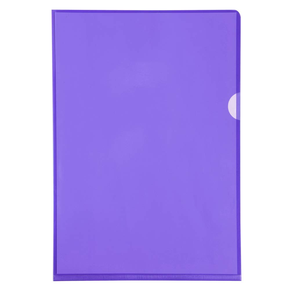 Exacompta - Ref 661205E - PVC Cut Flush Folder - Suitable for Holding A4 Documents, 0.1mm Clear PVC, Top & Right Openings, Cut Out for Easy Opening - Purple (Bag of 100)