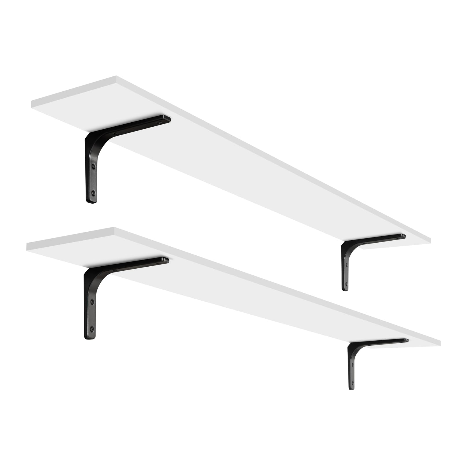 DINZI LVJ Long Wall Shelves, 55.1Inch Wall Mounted Shelves Set of 2, Extra Large Floating Storage Ledges with Sturdy Metal Brackets for Living Room, Bathroom, Bedroom, Kitchen, White