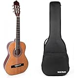 Classical Guitar with Soft Nylon Strings by Hola! Music, Half 1/2 Size 34 Inch for Junior Kids Model HG-34GLS, Natural Gloss Finish - FREE Padded Gig Bag Included