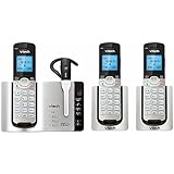 VTech DECT 6.0 Expandable Cordless Phone with Bluetooth Connect to Cell and Answering System, Silver/Black with 3 Handsets and 1 Cordless Headset