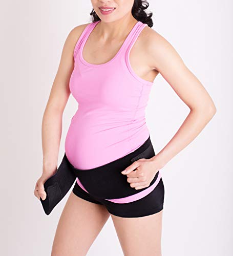 CABEA Babybellyband Sport Pregnancy Maternity Belt Abdominal Hip Back Support Black (Medium 8-10 up to 45" Waist, Black)