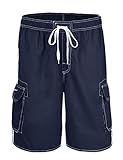 Hopgo Men's Quick Dry Beach Short Solid Color Boardshorts Swim Trunks with Mesh Lining