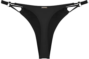 RELLECIGA Women's Thong Bikini Bottoms Adjustable Low Rise Swimsuits Bottoms