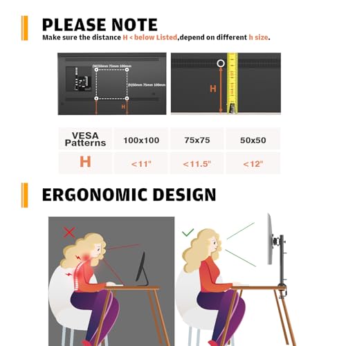 HEMUDU Single Desk Monitor Arm Mount Fits 13" to 32" Flat Curved Computer Screens Swivel Height Adjustable Rotatable Holds up to 77lbs