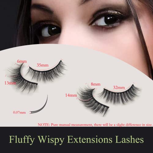 EYERIYO False Natural Faux Mink Eyelashes, 10 Pairs Soft Reusable Light Volume Eyelashes Fluffy Wispy Extensions Lashes Pack