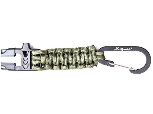 Holtzman’s #1 Best paracord keychain carabiner survival tool (Green Carabiner)