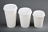 Nafger Sales 100 Paper Coffee Cup/Disposable Hot Cup, 10 oz, White with 100 Cappuccino Lids