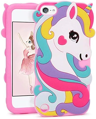 Cute Colorful Pegasus Case for Apple iPod Touch 6th 5th Generation,3D Cartoon Animal Cute Silicone Rubber Protective Kawaii Funny Character Cover,Animated Fun Cool Skin Cases for Kids Teens Girls boys