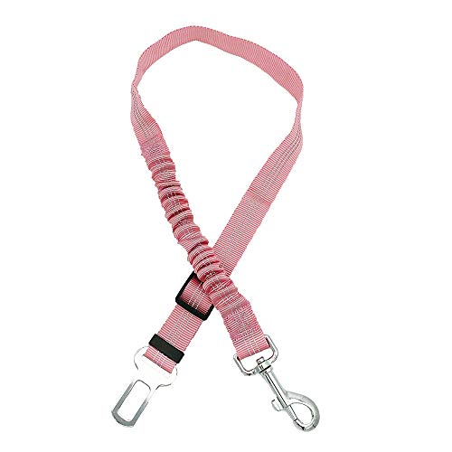 ADOGGYGO Dog Seatbelt Car Seat Belt Leash Pet Safety Leads Elastic Bungee Strap (Pink)