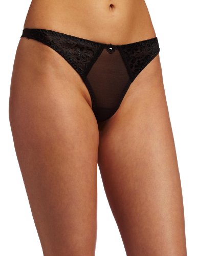 Carnival Womens Tuxedo Style Thong Panty, Black, Small