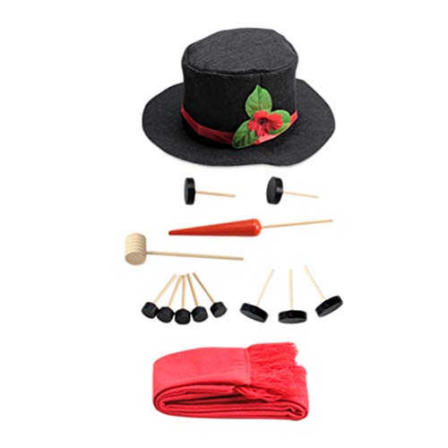 TOYMYTOY16 Pieces Snowman Decorating Kit,Snowman Making Dressing Kits Hat Scarf Eyes Mouth Button Nose Accessories