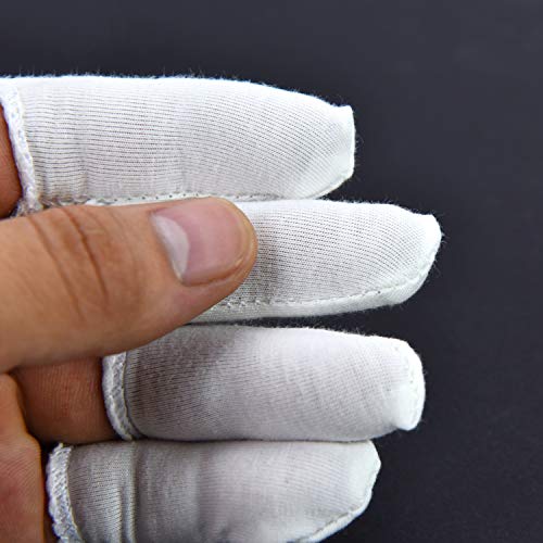 WEFOO 50 Pcs Finger Cots Cotton Finger Guards Finger Toe Thumb Cot Protection for Skin Cracking Calluses Wicks Moisture Jewelry Clean Smudges - Thumbnail 2