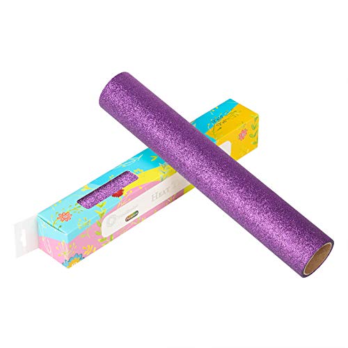 Glitter Heat Transfer Vinyl HTV Rolls 12in.x5ft, Iron on HTV Vinyl Compatible with Silhouette Cameo & Cricut by TransWonder (Purple) - Thumbnail 4