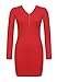 FanShou Women Deep V-neck Zipper Knit Sweater Mini Bodycon Dress