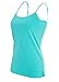 BeautyIn Women's Seamless Stretchy Soft Camisole Cami Bra Tank Top Solid Color,2 Pk Aqua / Black,Medium
