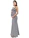 PattyBoutik Mama Striped Scoop Neck Maternity Maxi Dress (Navy Blue and White M)