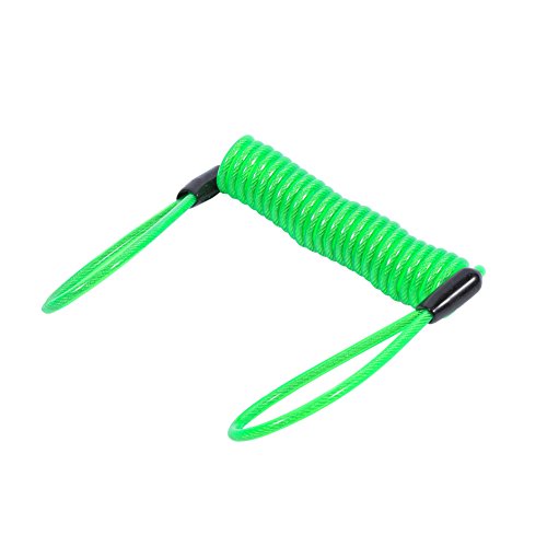 Motorcycle Disc Lock Cable, Motorcycle Bike Alarm Disc Lock Antitheft Security Spring Reminder Coil Cable(Green)