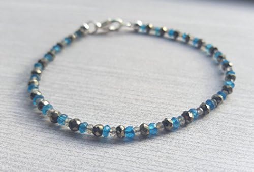 Gemstone Bracelet, Empath Protection, Psychic Grounding, Faceted Apatite, Labradorite, Pyrite