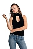 Emery Pointe Turtleneck Sleeveless Chest Cutout Top