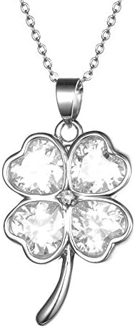 KIVN Fashion Jewelry Irish Shamrock Four Leaf Clover CZ Cubic Zirconia Pendant Necklaces for Women