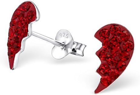 .925 Sterling Silver Hypoallergenic Broken Heart Stud Earrings for Girls (Nickel Free) --With Gift Box --