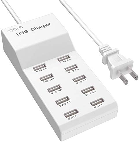 USB Charger 60W 10-Ports USB Charging Station for Multiple Devices USB Wall Charger Power Hub Strip Amazon Smart Plug Fast Charging Dock Block for iPhone Xs/XR,iPad,iPod,Galaxy S9/S8,Laptop and More