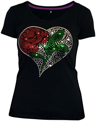 SelftexFashion Women's t-Shirt, Slim Fit, with Handmade Spangle Sequins Applique